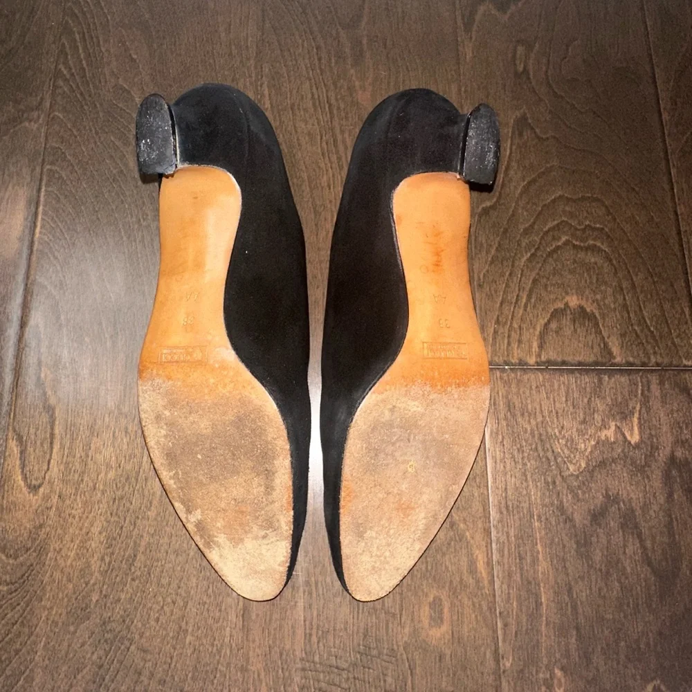 Vintage Gucci Black Suede Low Heel Pumps Made in Italy with Original Box Size 8